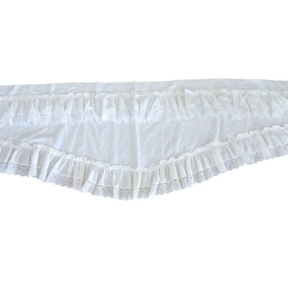 Vintage White Curtain Valance Lace Ruffle Tiered Swag Cottage Shabby Chic - Picture 14 of 15